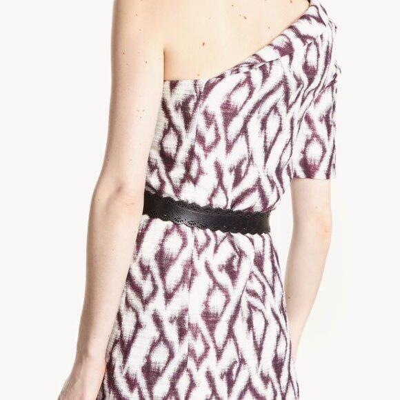 Ba&sh Alba Asymmetrical One Shoulder Cocktail Dress with Belt Graphic Print - Picture 3 of 8